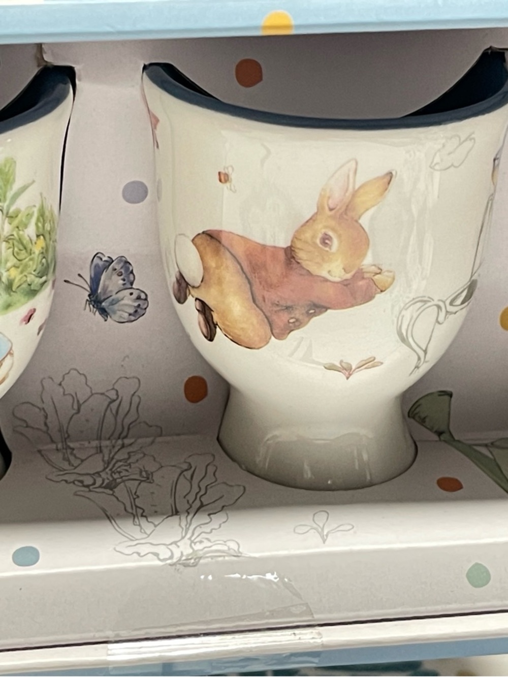 Beatrix Potter Peter Rabbit Ceramic Egg Cup Set - Pastel Floral - Picture 6 of 9